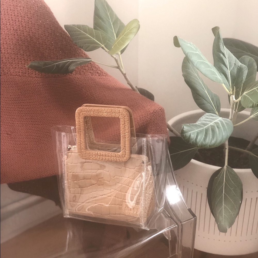 STAUD MINI SHIRLEY BAG | CLEAR TAN CROC EMBOSSED